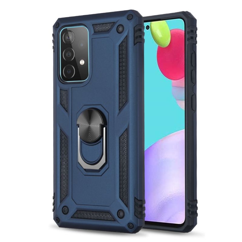Tech Armor RING Stand Grip Case with Metal Plate for Samsung Galaxy A52 5G (Navy Blue)
